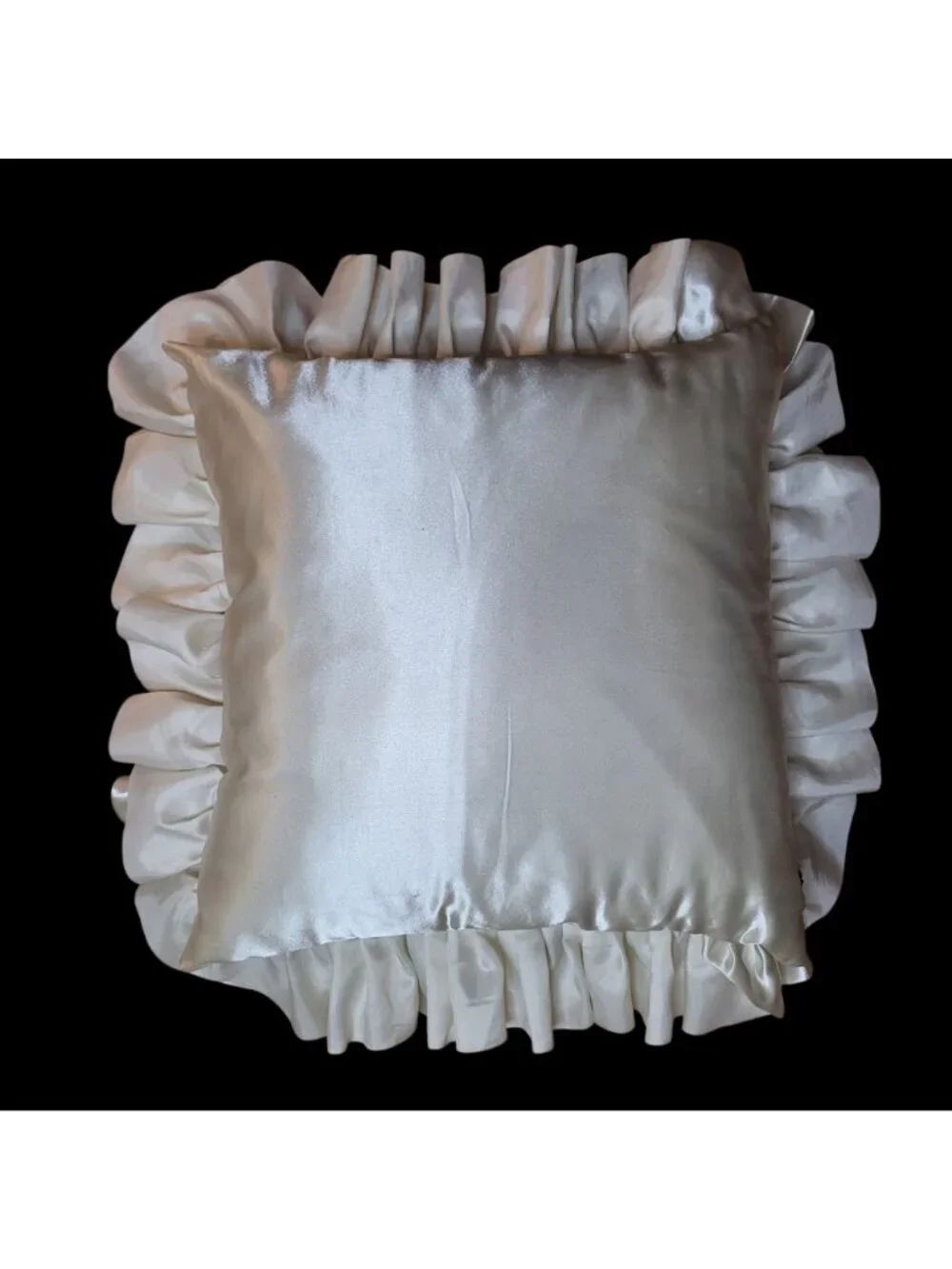 Pier 1 White Satin Decorative Throw Pillow - All Over Ruffles -17